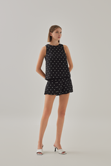 Naomi Halter Neck Polka Dot Top in Black
