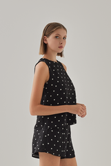 Naomi Halter Neck Polka Dot Top in Black