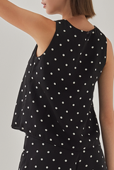Naomi Halter Neck Polka Dot Top in Black