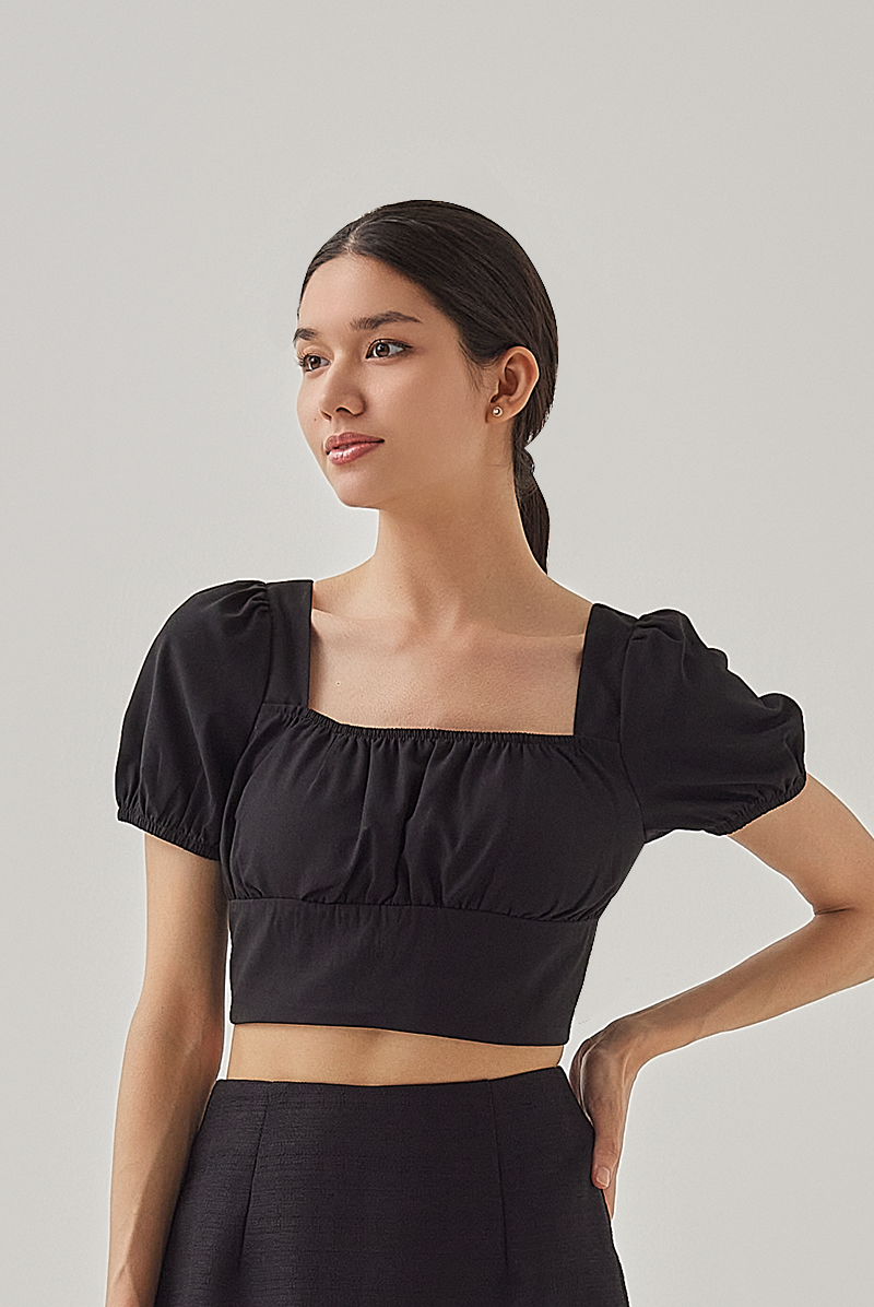 Marizn Criss Cross Padded Top in Black