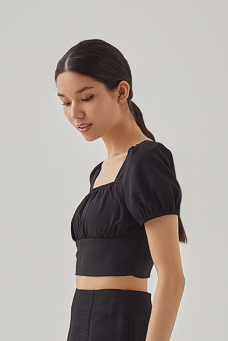 Marizn Criss Cross Padded Top in Black