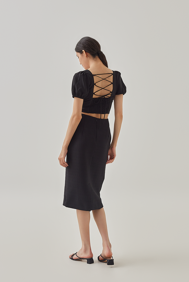 Marizn Criss Cross Padded Top in Black