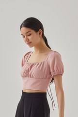 Marizn Criss Cross Padded Top in Dust Pink