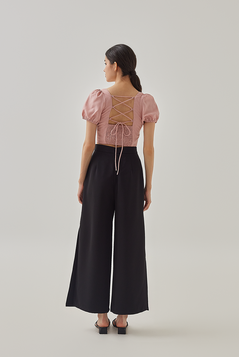 Marizn Criss Cross Padded Top in Dust Pink