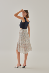 Nadia Cap Sleeves Sweetheart Top in Dark Blue