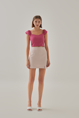 Nadia Cap Sleeves Sweetheart Top in Hot Pink