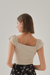 Nadia Cap Sleeves Sweetheart Top in Oat
