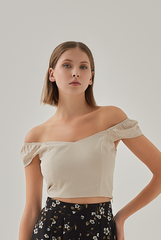Nadia Cap Sleeves Sweetheart Top in Oat