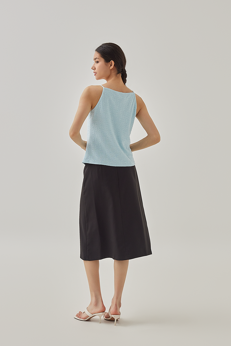 Ellery Sleeveless Embroidery Top in Light Blue