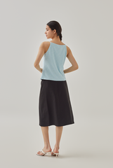 Ellery Sleeveless Embroidery Top in Light Blue