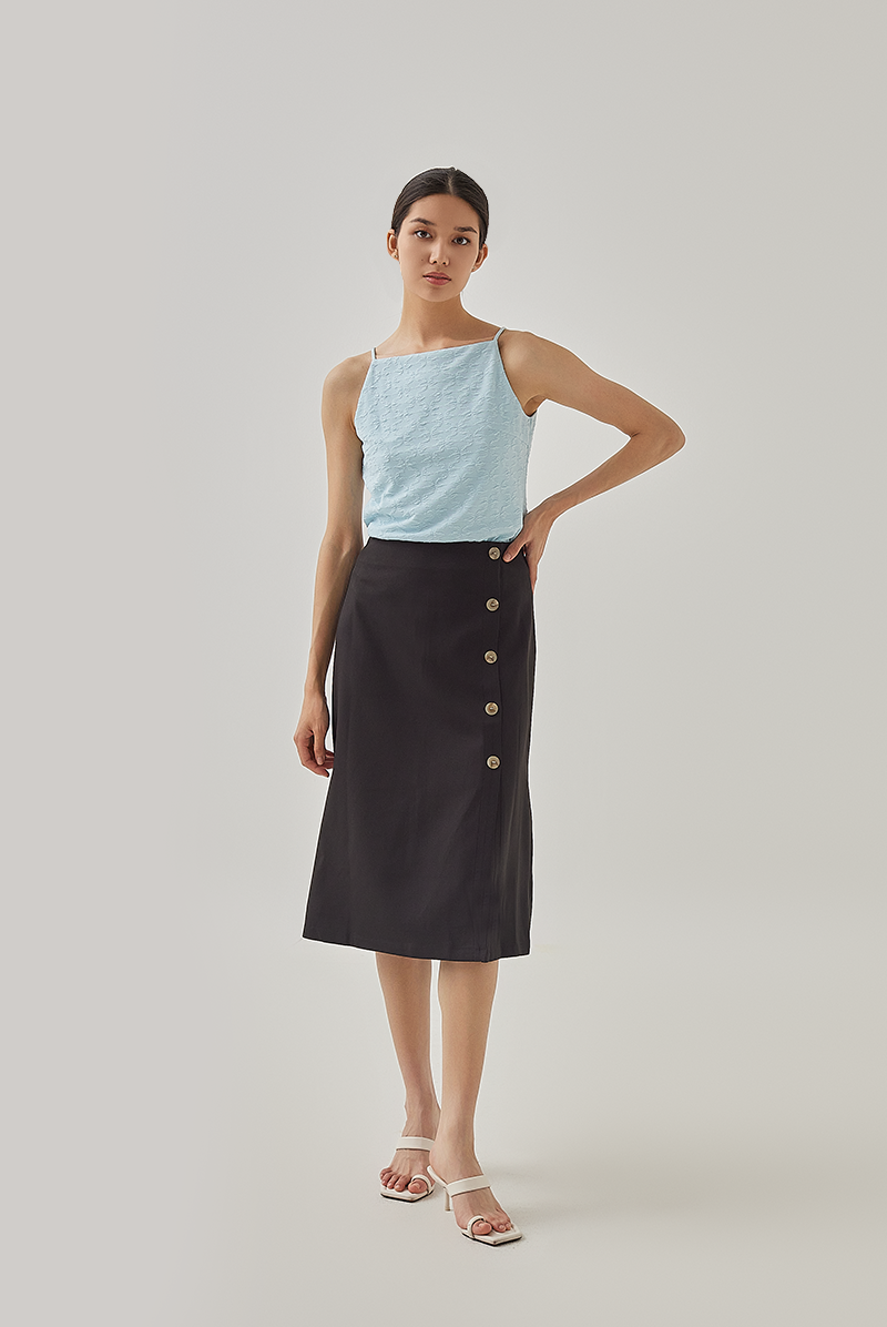 Ellery Sleeveless Embroidery Top in Light Blue