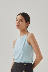 Ellery Sleeveless Embroidery Top in Light Blue