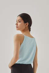 Ellery Sleeveless Embroidery Top in Light Blue