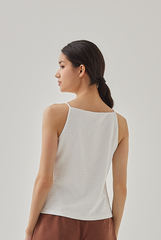 Ellery Sleeveless Embroidery Top in White