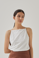 Ellery Sleeveless Embroidery Top in White