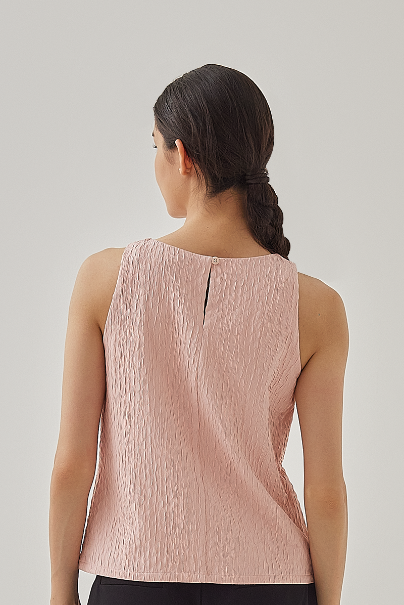 Blake Sleeveless Textured Blouse in Blush
