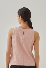 Blake Sleeveless Textured Blouse in Blush