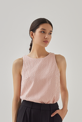 Blake Sleeveless Textured Blouse in Blush