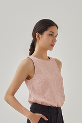 Blake Sleeveless Textured Blouse in Blush
