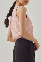 Blake Sleeveless Textured Blouse in Blush