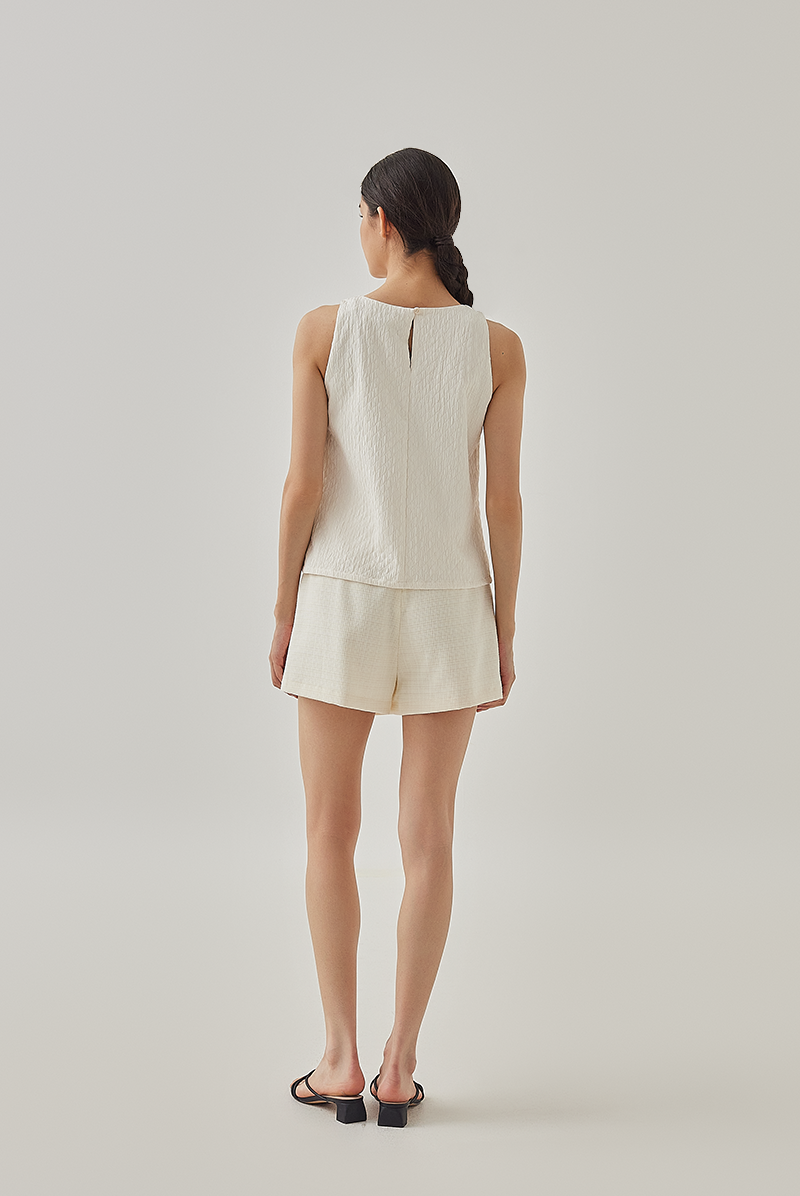 Blake Sleeveless Textured Blouse in Cream
