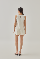 Blake Sleeveless Textured Blouse in Cream