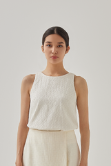 Blake Sleeveless Textured Blouse in Cream