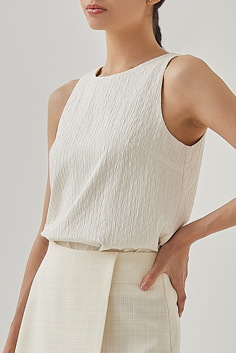 Blake Sleeveless Textured Blouse in Cream