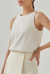 Blake Sleeveless Textured Blouse in Cream