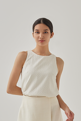 Blake Sleeveless Textured Blouse in Cream