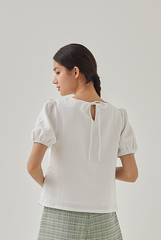 Chesney Embroidery Puff Sleeves Top in White