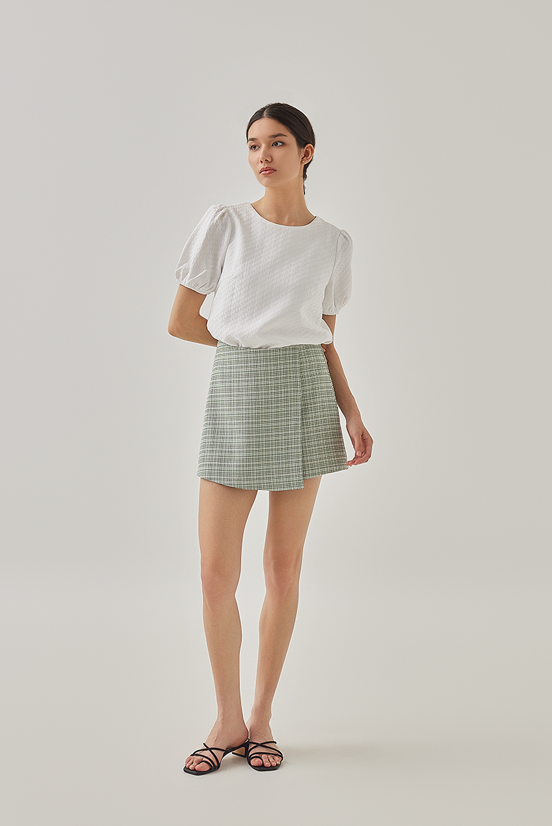 Chesney Embroidery Puff Sleeves Top in White