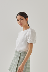 Chesney Embroidery Puff Sleeves Top in White