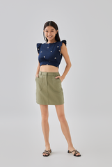 Jezabelle Floral Crop Top in Navy Blue