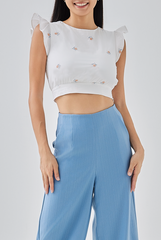 Jezabelle Floral Crop Top in White