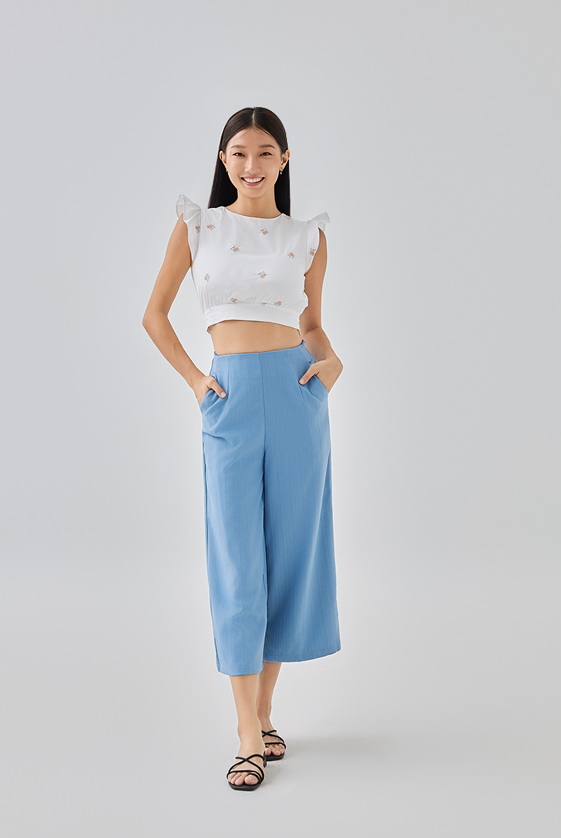 Jezabelle Floral Crop Top in White