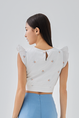 Jezabelle Floral Crop Top in White
