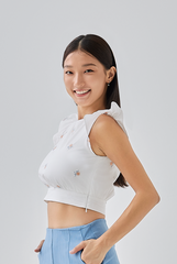 Jezabelle Floral Crop Top in White