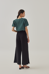 Seline Textured V-neck Blouse in Emerald