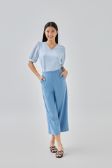 Helen V-neck Blouse in Light Blue