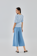 Helen V-neck Blouse in Light Blue