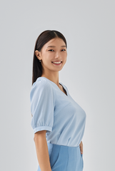 Helen V-neck Blouse in Light Blue