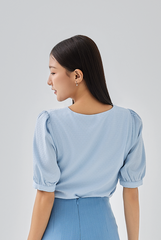 Helen V-neck Blouse in Light Blue