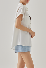Ella Patched Pocket Shirt in White