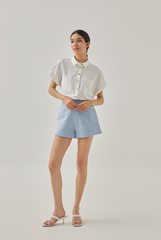 Ella Patched Pocket Shirt in White