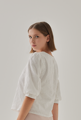Raquel Floral Embroidery Top in White