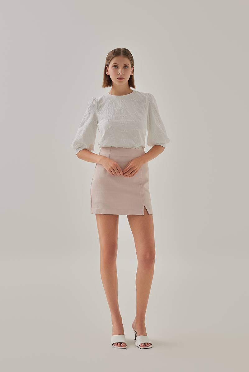 Raquel Floral Embroidery Top in White
