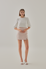 Raquel Floral Embroidery Top in White