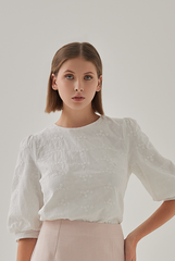 Raquel Floral Embroidery Top in White
