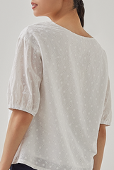 Ayla Floral Embroidery Blouse in White